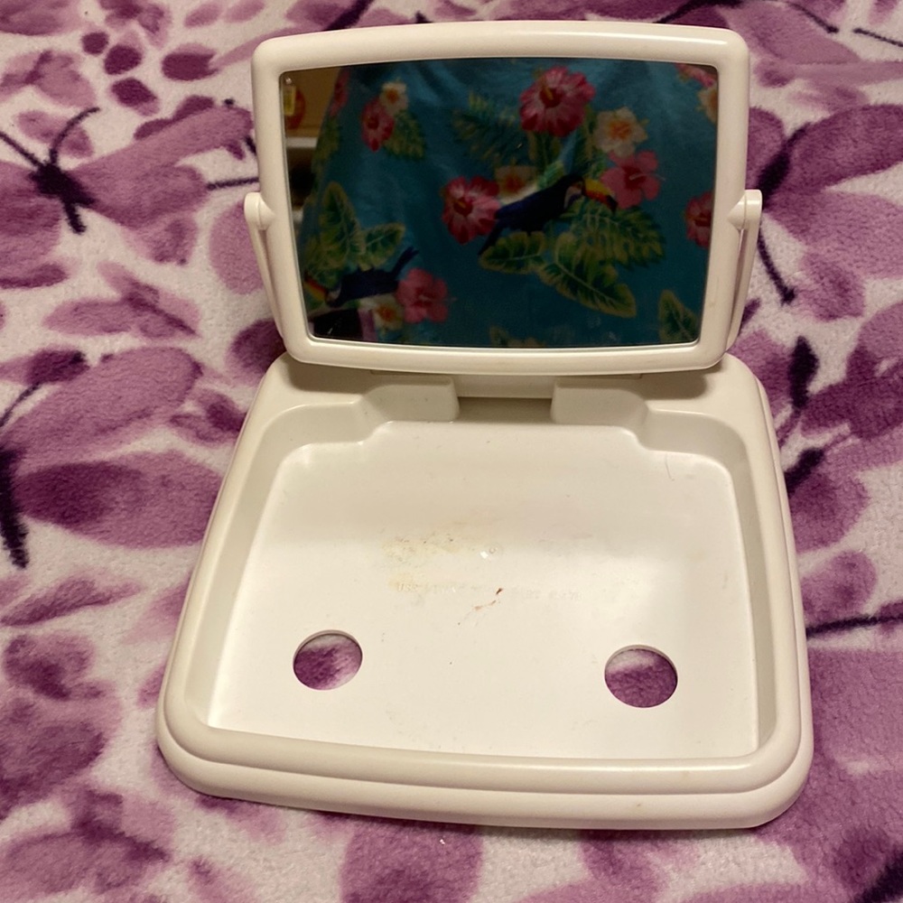 COPY - Mary Kay Vintage  white tray/stand with 2-sided compact mirror.